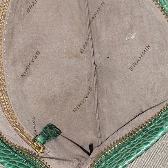 Brahmin Green Croc Embossed Leather Wristlet Clutch Purse - Picture 9 of 11